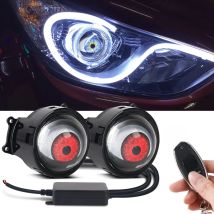 3-inch  Car LED Headlights Dynamic Lenses Devil's Eye With Remote Control 33Modes Headlight Assembly Car Devil Eyes Retrofit Kit