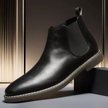 Men Autumn Winter New Leather Boots Trendy Versatile Comfort Footwear High Top British Style Short Boots Casual Light Male Shoes