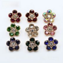 2021 New 5Pcs 22MM Golden Flower Crystal Buttons Shank Sewing Rhinestone Crafts Decorative Metal Accessories For DIY Clothington