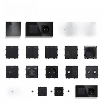BSEED Wall Light Switches Module Parts Glass Frames Black USB Sockets Function DIY EU CAT5 TV Sockets ST TEL Power Outlet Parts