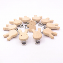 5PCS Wooden Rabbit Pacifier Clip Baby Accessories Wooden Animal Pacifier Metal Holder Elephant Pacifier Wooden Baby Teeth