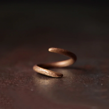 Curving Hand Crafted Texture Solid Copper Ring Rustic Artificial Oxidized Resizable Retro Punk Street for Men Women
