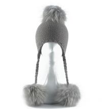 Winter Baby Beanie Hat Children Earflap Cap Kids 3 Pompom Fur Wool Hat Natural Real Fur Pom Pom Hat For Girls Boys