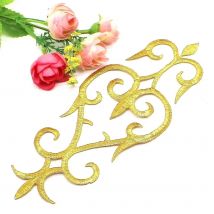 5 Piece Gold Embroidered Lace Appliques Trophy Patches Iron On Trims Cosplay Appliques 22-9.5cm gold and silver