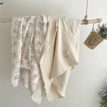 2-3 Layers Baby Blankets Bear Dots Print Cotton Gauze Muslin Swaddle Wrap Newborn Infant Bedding Sleeping Receving Blanket