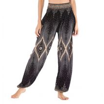 Womens Yoga Pants Bohemian  Boho HippiePants Smocked Printing Design Trousers Loose ouc3301