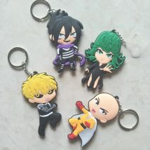 Anime One Punch Man keychain Kaneki Saitama Genos Terrible Tornado cute fun cartoon PVC key chain personalized Pendant jewelry