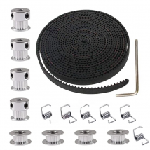 3D Printer Belt 5 Meters GT2 Belt 6mm Wide + Bore 5mm 20Teeth Timing Pulley Wheel, Idler, Springs for Prusa i3, Kossel, CR10,10S