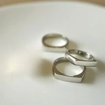 Minimalist Square Band Flat Ring Gold Color&Silver Color Metal Geometric Finger Rings for Women Fashion Jewelry Couple Gift