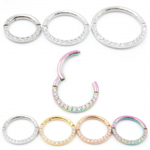 Alisouy 1pc Crystal Zircon Cartilage Earring 316L Surgical Stainless Steel Septum Clicker Nose Rings Hoop Segment Rings Piercing