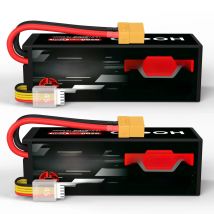 HOOVO 2Pcs Lipo Battery 4S 14.8V 5200mAh 120C RC Battery Hardcase with XT90 Plug for RC Buggy Airplane1/8 and 1/10 RC Car Models