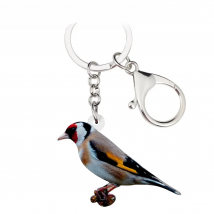 Bonsny Acrylic European Goldfinch Bird Key Chains Keychains Ring Fashion Animal Jewelry For Women Girl Car Bag Purse Charms Gift
