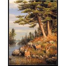 Embroidery Counted Cross Stitch Kits Needlework - Crafts 14 ct DMC color DIY Arts Handmade Decor - Deer and Pines