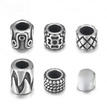 Stainless Steel Drum Bead Charms 5mm Large Hole for Leather Jewelry Bracelet Making Metal Beads DIY Supplies Parts