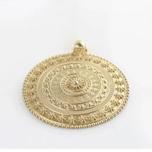 1 x Genuine Gold Color Plated Large Bohemia Boho Medallion Round Charms Pendants for Necklace Jewelry Making Accessories
