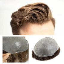 V-Loop Hair Thinnest Skin Male Hair Prosthesis 0.02-0.03mm Clear Poly PU Man Wig Toupee Human Hair Invisible Hair System For Man