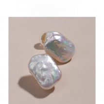 Simple Retro Style 925 Sterling Natural Freshwater Silver Square Baroque Pearl Earrings Fine Jewelry Gifts for Women 14-19mm