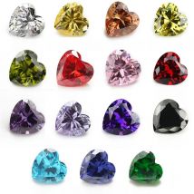 Total 15pcs 4x4mm~10x10mm 1pcs Per Colors Loose Cubic Zirconia Heart CZ Synthetic Gemstone
