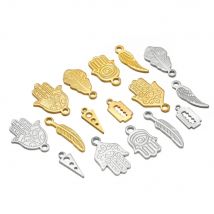 20pcs Stainless Steel Gold Feather Wing Palm Blades Shape Charms Pendant for DIY Necklace Bracelet Accessories Jewelry Making