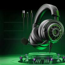 EKSA E5000 Pro Gaming Headphones for PC/PS4/Xbox/Switch, 7.1 Wired Headset Gamer with ENC Mic, USB/Type C/3.5mm Detachable Cable