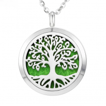 Aromatherapy Essential Oil Diffuser Necklace Tree of Life Pattern Stainless Steel 20 25 30mm Locket Pendant with Chain