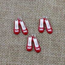 4pcs/lot 13*18mm Enamel Red Ballet Shoes Alloy Pendant DIY Fashion Charms Girl Dance Shoes Making Bracelet Necklace Jewelry
