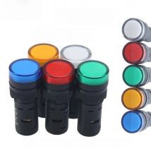 10pcs/lot Plastic Panel Mount Signal Power LED Indicator Lamp Diameter 16mm LED Signal Light 24V12V220V Red Green Yellow Blue