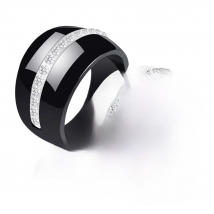 Luxury Romantic Clear Black And White Ceramic Ring Jewelry For Women Accessories Fashion Jewelry Ring With Bling Crystal