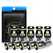 10Pcs T10 Led Canbus W5W Led Bulbs 168 194 Car Interior Lights Signal Lamp Dome Reading License Plate Light Auto 12V 6000K White