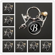 Letter glass keychain sports keychain gymnastics keychain car bag pendant best friend gift I love gymnastics keychain
