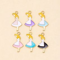 12Pcs Enamel Cartoon Alice Princess Girl Charms Pendants for Earrings Necklaces DIY Handmade Jewelry Making Accessories Supplies