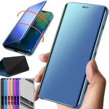 Ehuide Mirror Case For Samsung Galaxy S26 S24 Ultra S23 S22 S21 Plus S25 FE A56 A57 A17 A37 View Window PU Leather Flip PC Cover