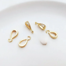 4PCS 6*11MM 14K Gold Color Plated Brass with Zircon Bale Pinch Clasp For Pendant Making DIY Necklace Jewelry Making Findings