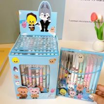 12PCS SKZOO High quality Pressure Pen Creative Peripheral Cartoon Printing Writing Pen Student Stationery Office Supplies