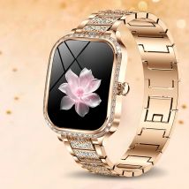 For Xiaomi IOS New Diamond Case Smart Watch Women 1.75inch Curved Screen Heart Rate Sprot Bracelet IP68 Waterproof Calling Clock