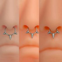 1Pcs Punk Spiked Septum Ring Nostril Piercing Surgical Steel Nose Clicker Segment Hinged Nose Rings Hoop 16G Cartilage Earrings