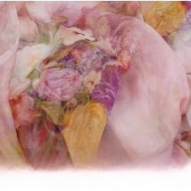 Natural environmental protection material HD digital spray silk fabric processing square scarf fabric cloth Peony Rose