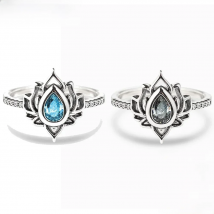 Trumium 925 Sterling Silver Vintage Lotus Flower Rings For Women Colorful Zircon Promise Ring Female Fine Jewelry Dropshipping