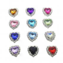 LKERAN Factory Outlet 18*16mm Acrylic Heart-shaped Rhinestone Button Flatback Can Mix Colors For 10PCS/lot