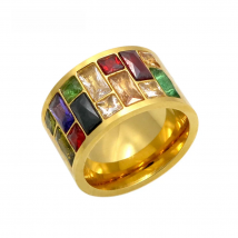 Multicolor Crystal Ring For Women anel 316L Stainless Steel Wedding Rings Female Rainbow Color Stone Ring anillo Fashion Jewelry