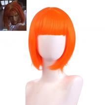 Takerlama The Fifth Element Cosplay Leeloo Short Wig Women's Orange Bob Costume Hair Halloween Party Headwear Props
