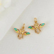 Trendy 14K Gold-Plated Pave Setting Zircon Bee/Coconut Tree/Butterfly Charms Pendants DIY Making Jewelry Accessories