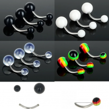 5pcs/lot Black White Sexy Belly Bars Body Piercing Button Ring Navel Barbell Jewerly Lip Piercing Unisex Fashion Jewelry
