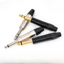 Neutrik 6.35mm phone plugs: NP2X, NP2X-B (TS mono), NP3X, NP3X-B (TRS stereo), audio microphone plugs