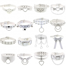 New Harajuku Chocker Sexy Pentagram Rivets White Goth Punk Chokers Gothic Choker Necklace for Women Hip Hop Bondage Cosplay