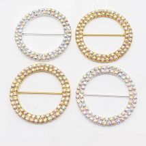 New Size 5Pcs/lot 4cm Double row AB Rhinestone Buckles Silver Metal Chair Sash Ribbon Slider Buckle DIY Intimate Accessories