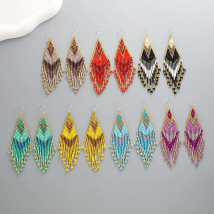 Rice bead earrings  Hand woven  fashion  Swallowtail  Simplicity  personality  Beading  Bohemia  alloy  ma'am  Fringed earrings