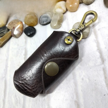 blongk Car Key Case on Waist Small Key Pouch Genuine Leather Key Organizer Key Bag Mini Car Key Holder Men Women 1608