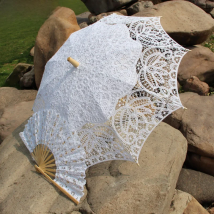 Handmade Bridal Battenburg Lace Parasol and Fan set - Wedding Bride Umbrella for Photograph Shoot