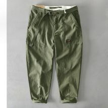 Spring Autumn New Pure Cotton Men Cargo Pants Men Clothing Casual Loose Belt Mid Waist Slim Fit Joggers Men Trouser AZ329 AZ378